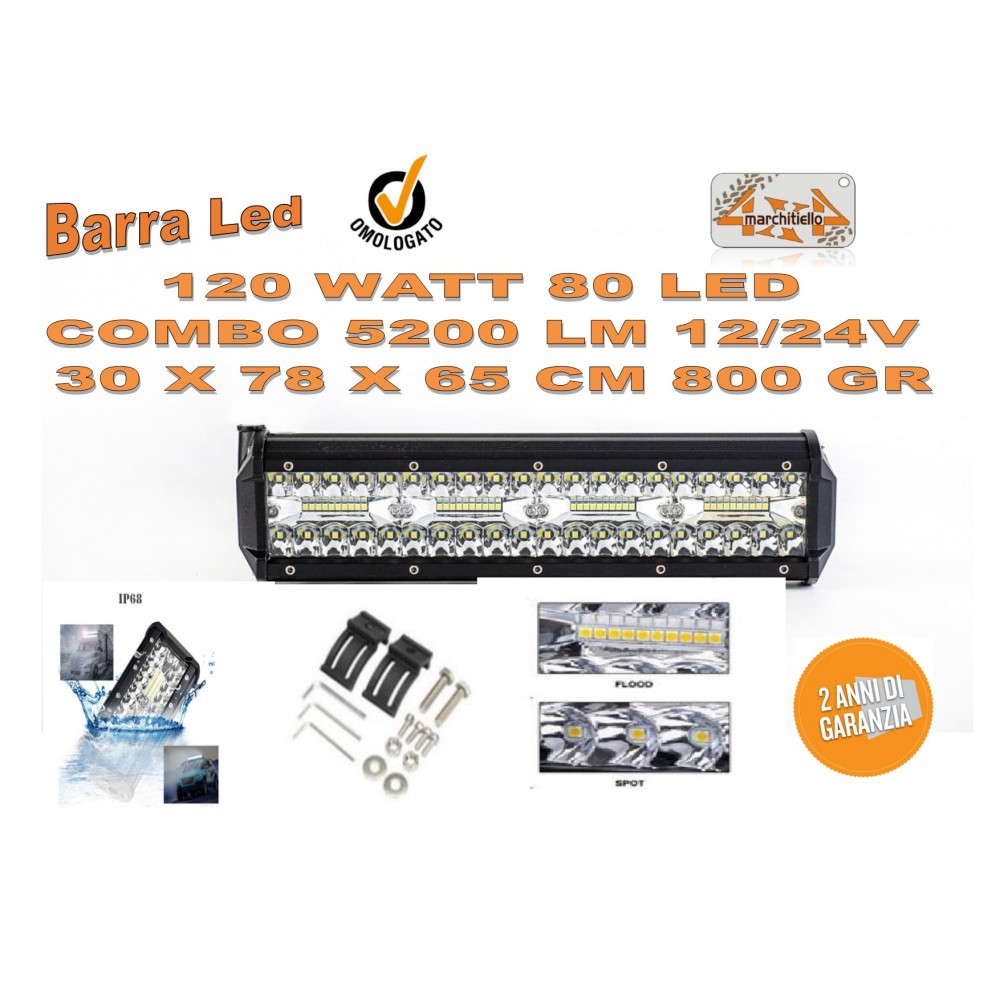 BARRA LED 120 WATT 80 LED  COMBO 5200 LM 12/24V 800 GR