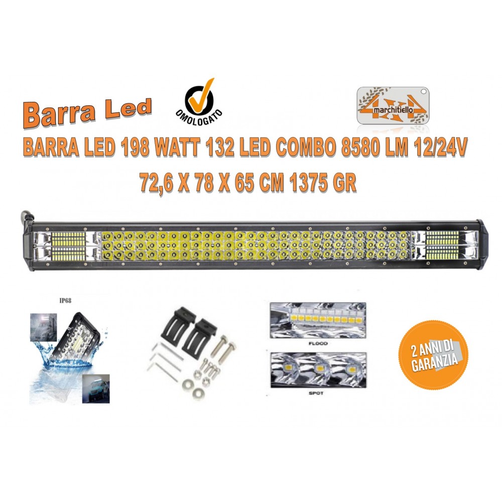 BARRA LED 198 WATT 132 LED COMBO 8580 LM 12/24V 1375 GR