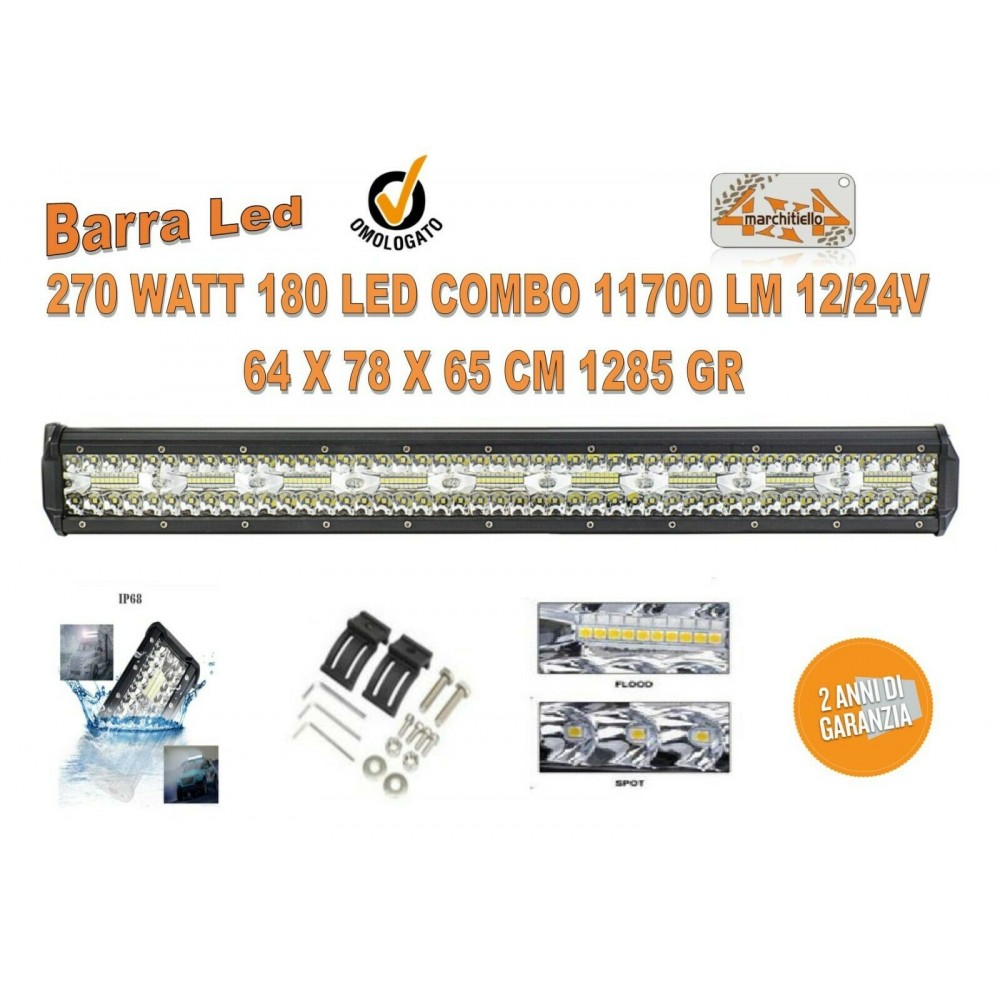 BARRA LED 270 WATT 180 LED COMBO 11700 LM 12/24V 1285 GR