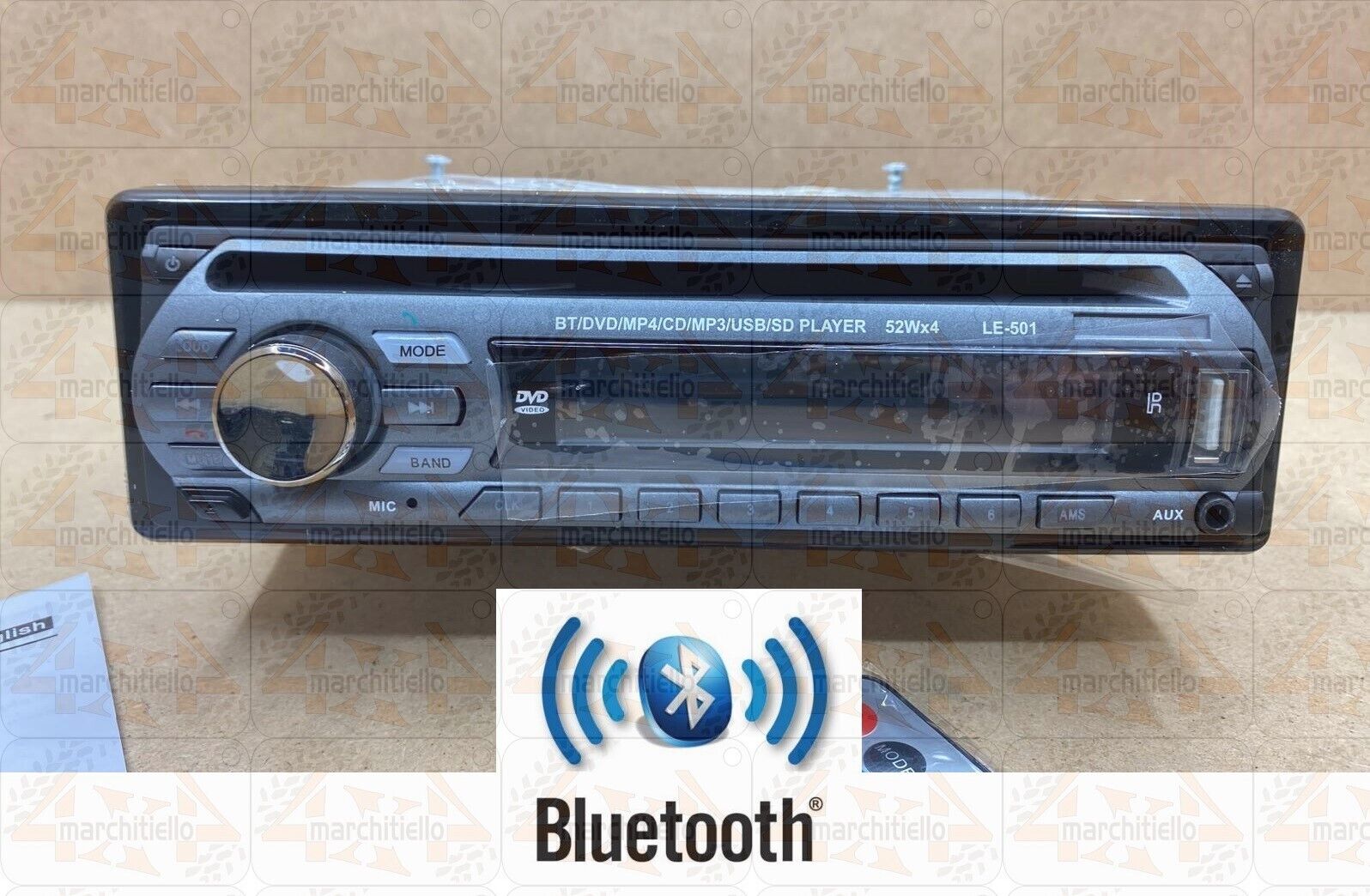 Autoradio Stereo Auto Vivavoce Bluetooth Aux Mp3 Sd Usb CD 52X 4