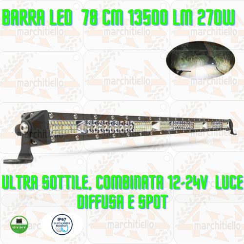 Barra LED Fuoristrada Curva SKYWORLD 22 Pollici 56cm 270W - Tripla Fila Combinata Spot/Flood Con Kit Cablaggio, IP67 Per Auto Camion Trattori