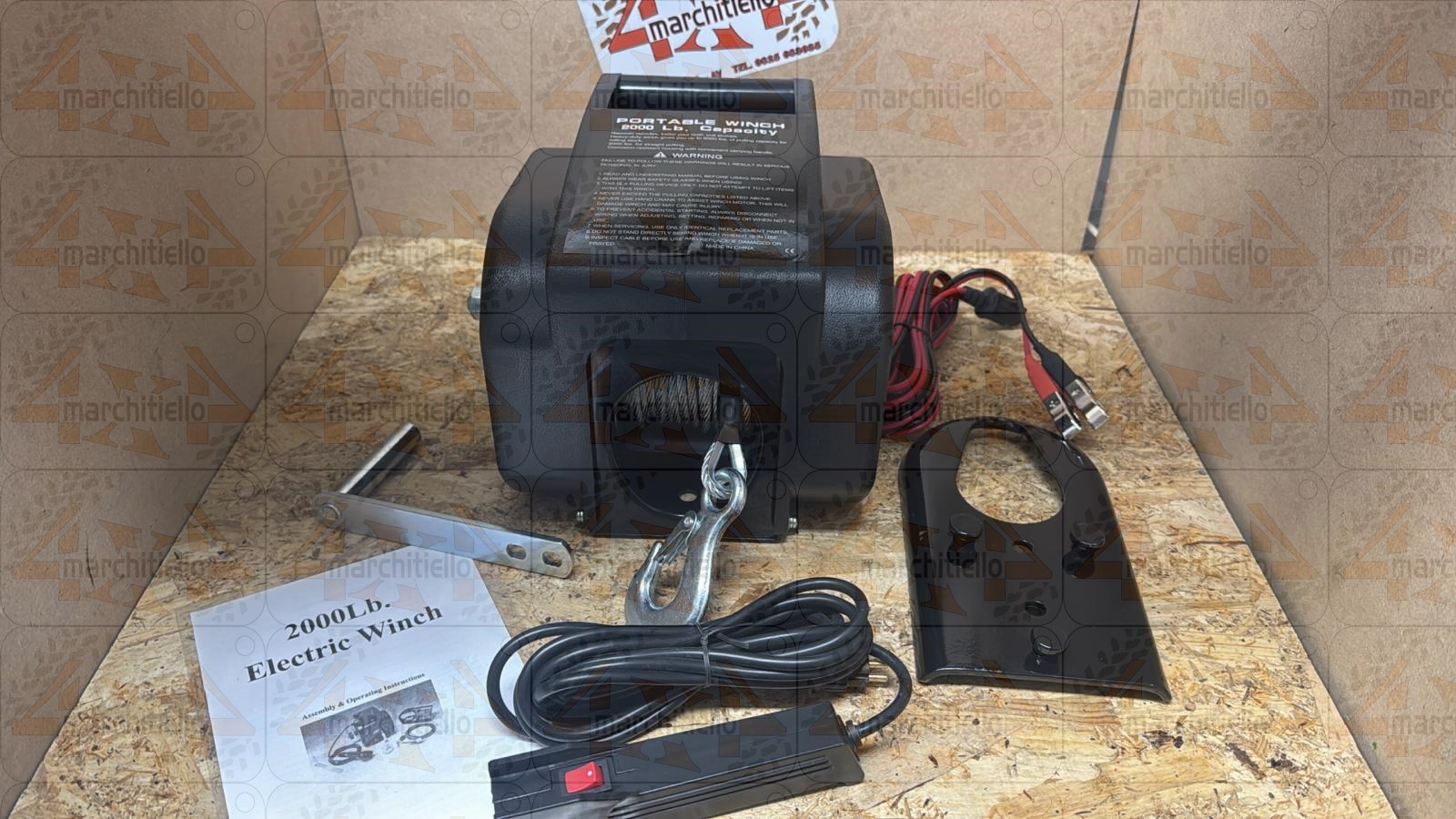 Verricello PORTATILE 12V, portata 2000 lbs