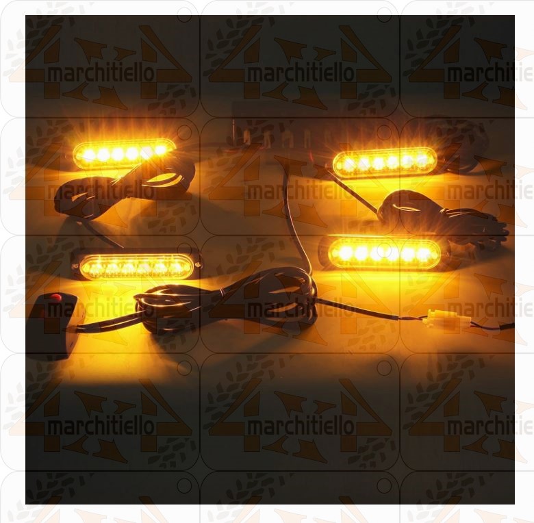 Luce di emergenza a 6 LED, luce gialla lampeggiante, lampeggiante, 4 conteggi con controller, 8 modalità operative, 12 V - immagine 2