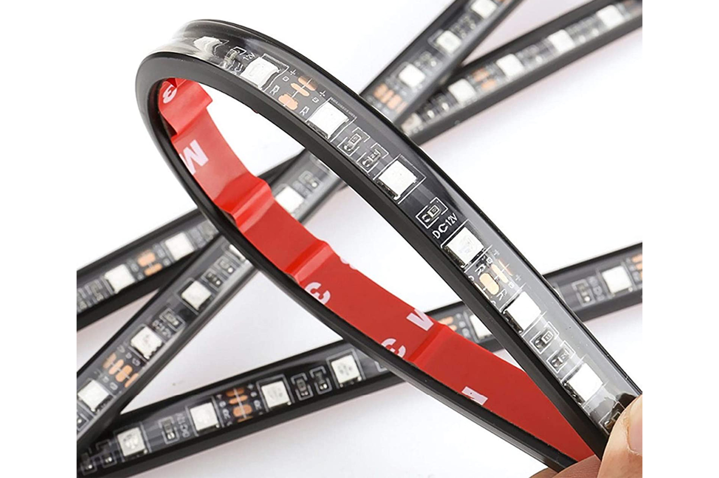 Striscia LED interni auto rgb 4 strip luminose adesive 72 led impermeabili QCD52 - immagine 2