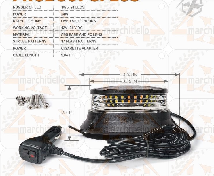 Lampeggiante LED BLU Magnetico Auto Camion 12V 24V Omologato ECE R65 1402 - immagine 2