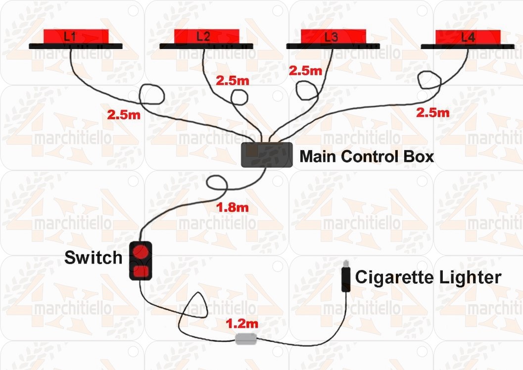 Luce di emergenza a 6 LED, luce gialla lampeggiante, lampeggiante, 4 conteggi con controller, 8 modalità operative, 12 V - immagine 5