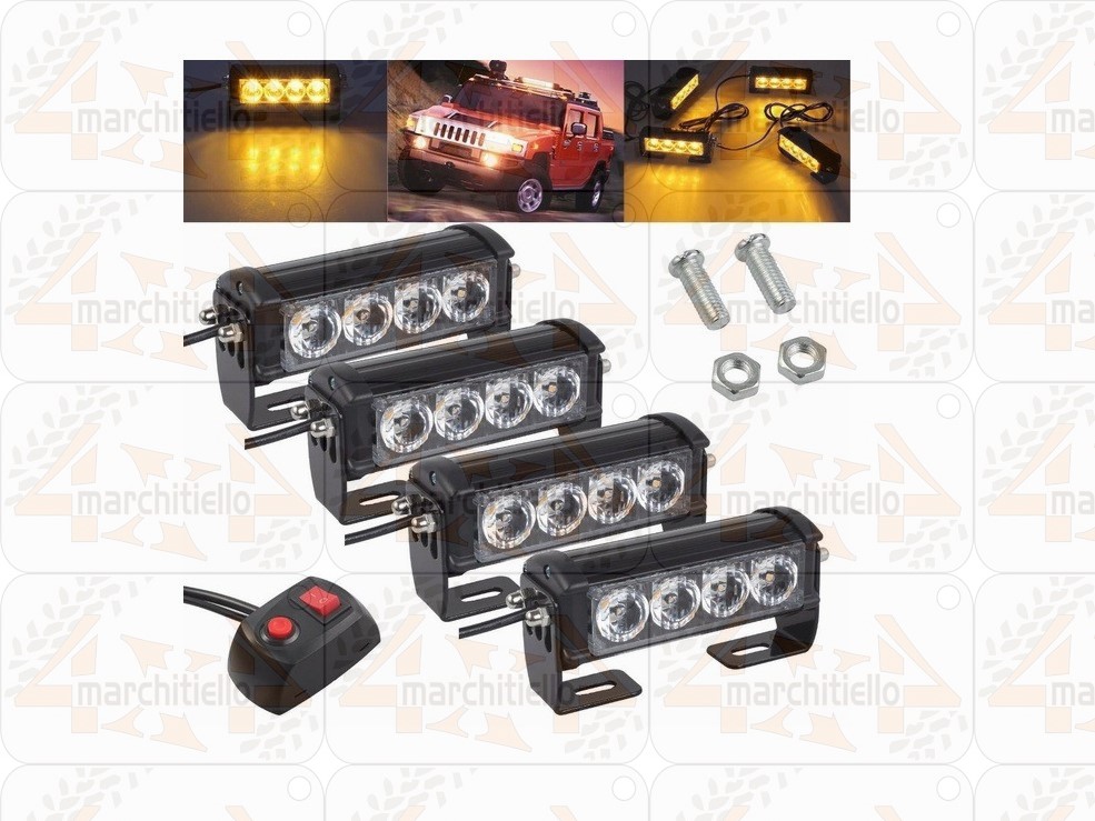 Lampada di emergenza a 4 LED, luce gialla lampeggiante, lampeggiante, 4 conteggi con controller - immagine 5
