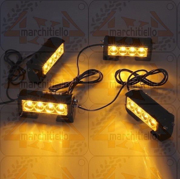 Lampada di emergenza a 4 LED, luce gialla lampeggiante, lampeggiante, 4 conteggi con controller - immagine 4