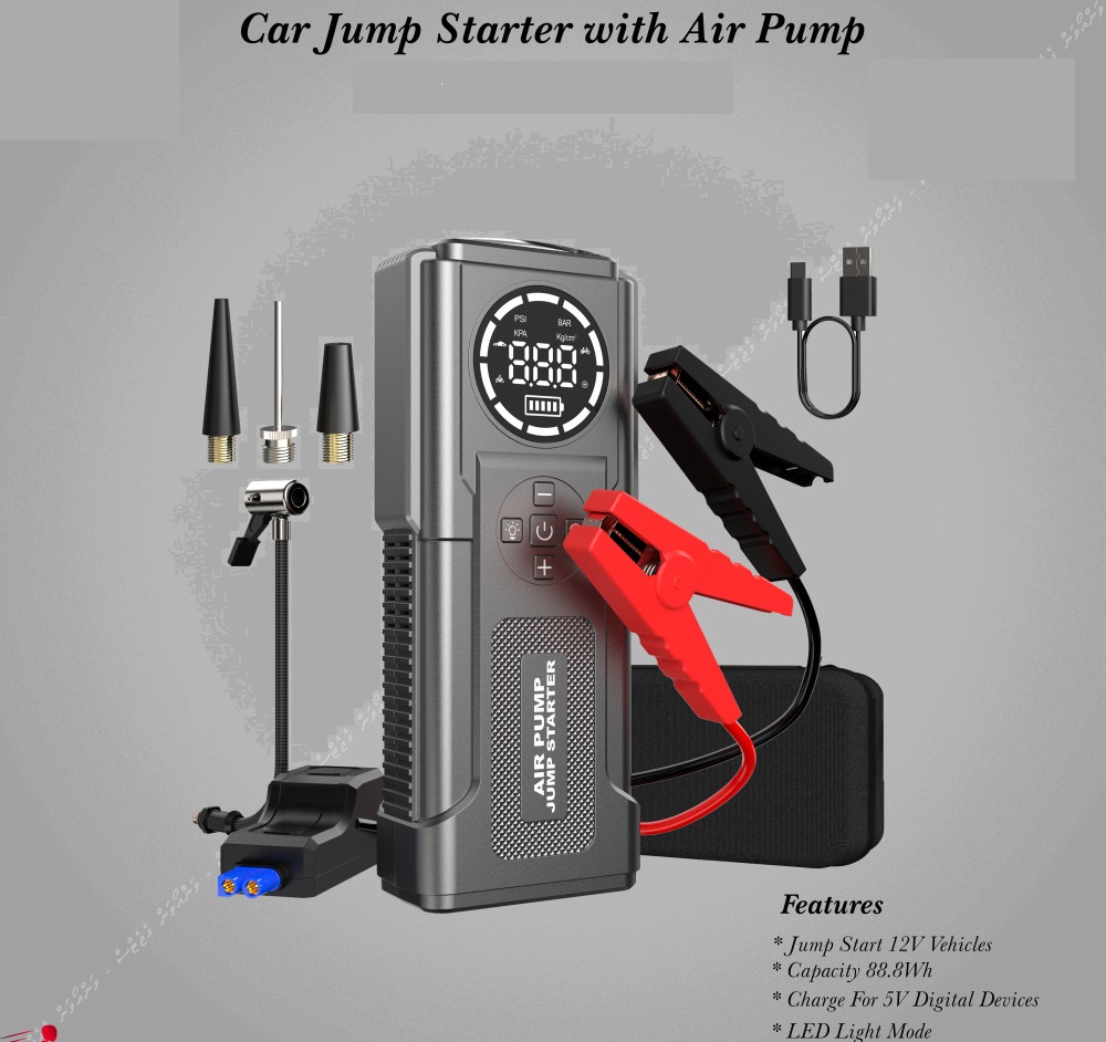 Avviatore di emergenza 2 in 1 con compressore d’aria 4000 A + 150 PSI