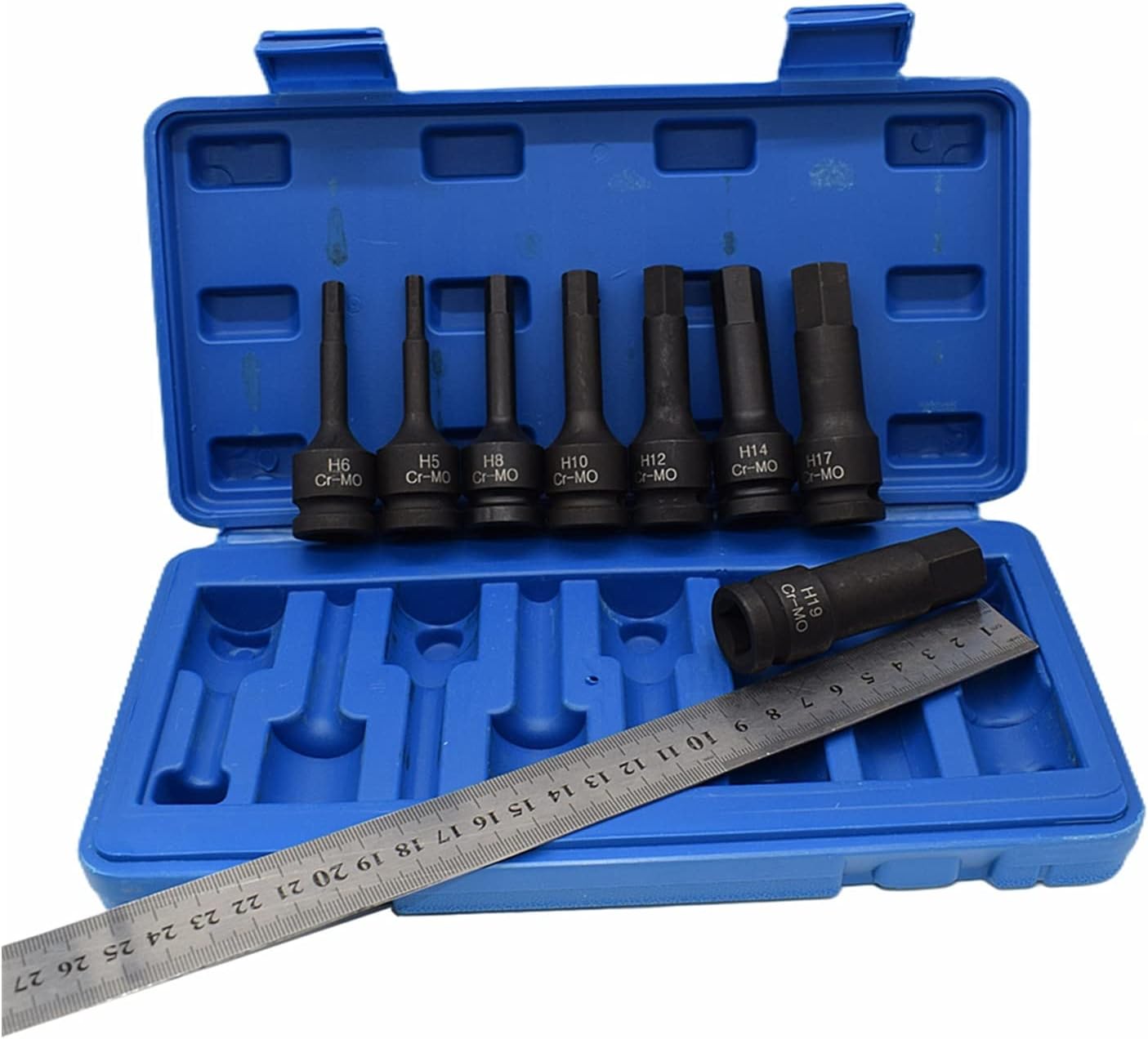 Punte esagonali a Bussola con Attacco Quadrato da 1/2" 8 Pezzi Set da 78 mm - immagine 3