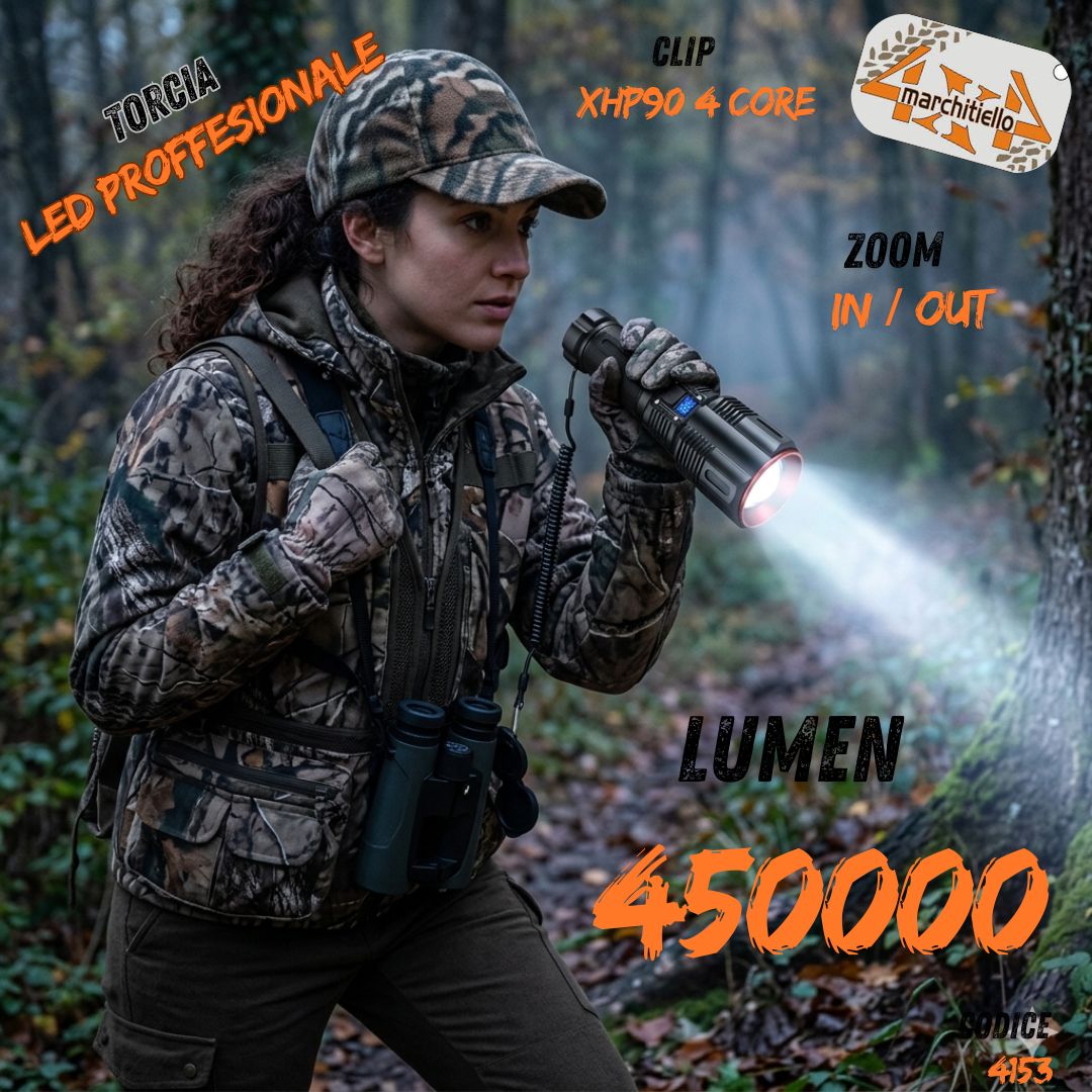 TORCIA RICARICABILE ATTACO  LED LATERALE COB USB 450000 LUMEN