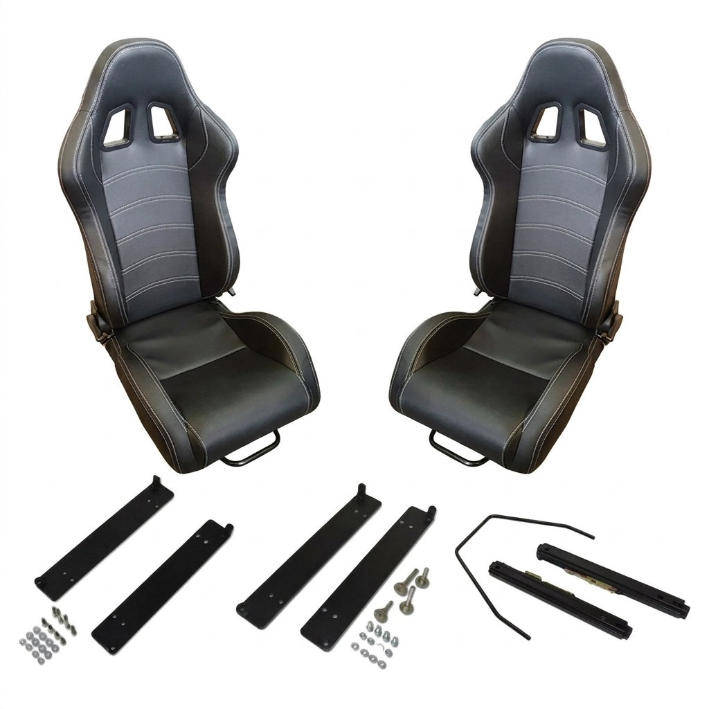 COPPIA SEDILI SPORTIVI IN ECOPELLE TOTAL BLACK