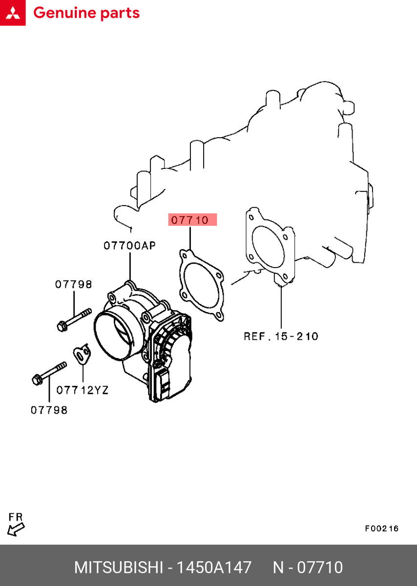 Guarnizione originale 1450A147 per corpo farfallato, ricambio OEM Mitsubishi, 1450A147
