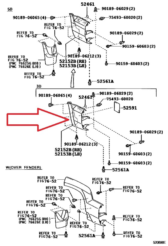 Angolare Paraurti Posteriore Destro Toyota Land Cruiser KZJ90 – 52152-60901