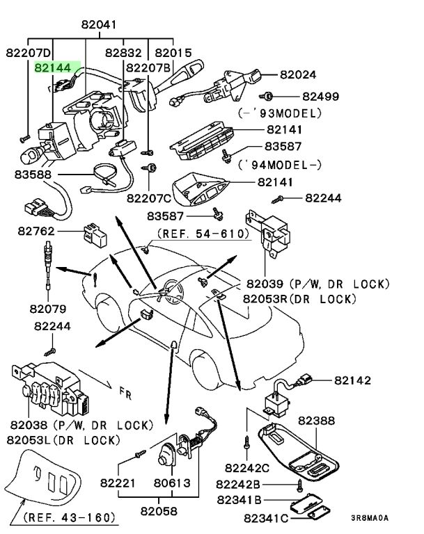 INTERRUTTORE, INDICATORE DI DIREZIONE E ILLUMINAZIONE Originale Mitsubishi MB852132 Mitsubishi 3000GT