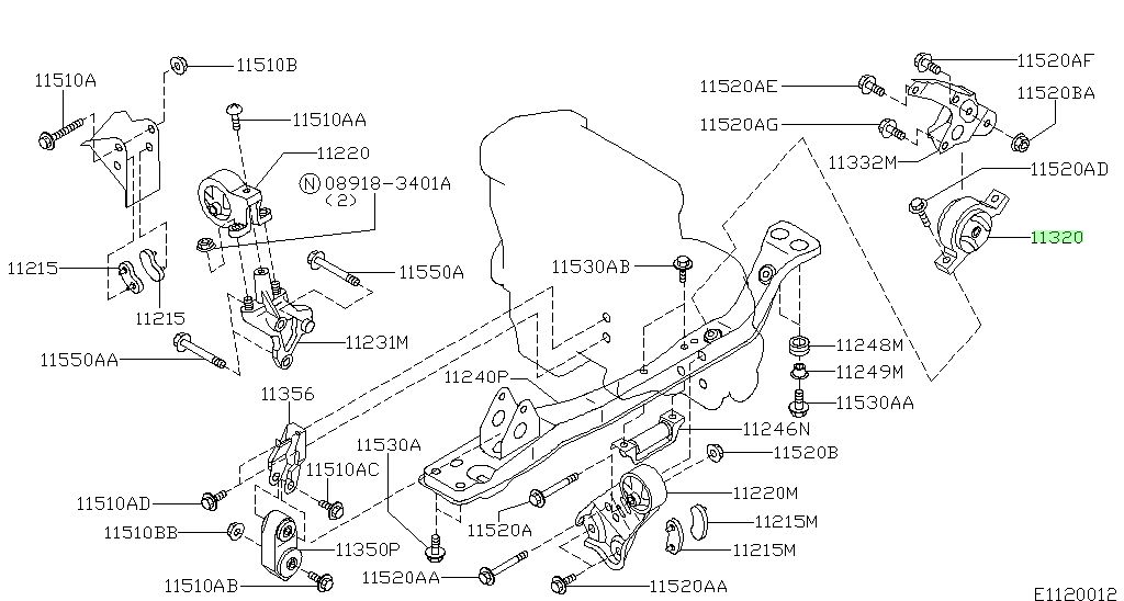 11320-99B15 SUPPORTO MOTORE POSTERIORE NISSAN MICRA