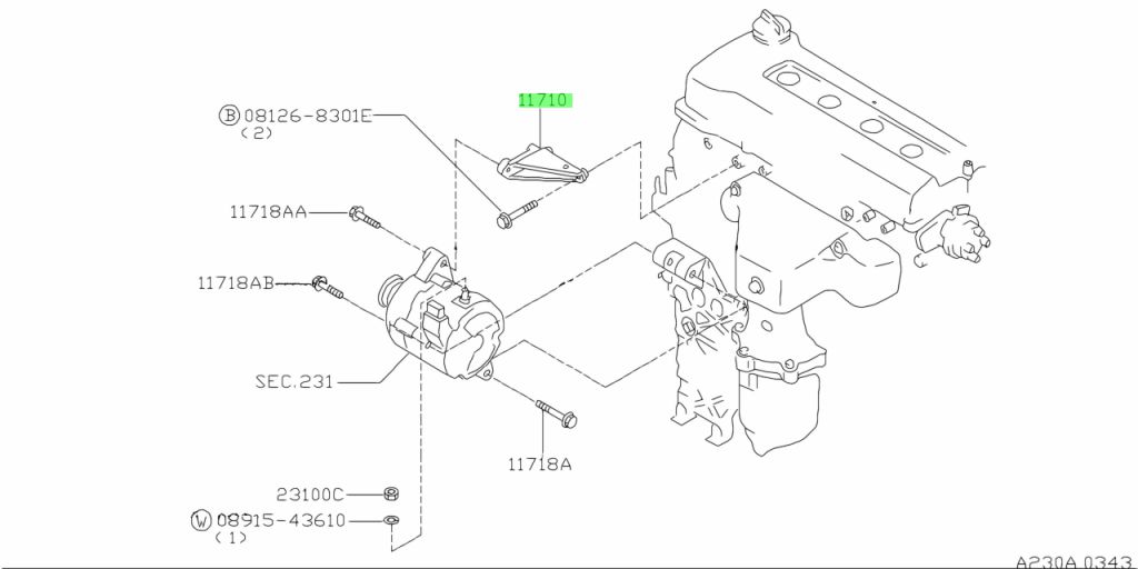 11710-41B02 SUPPORTO ALTERNATORE NISSAN MICRA ORIGINALE NISSAN NUOVO