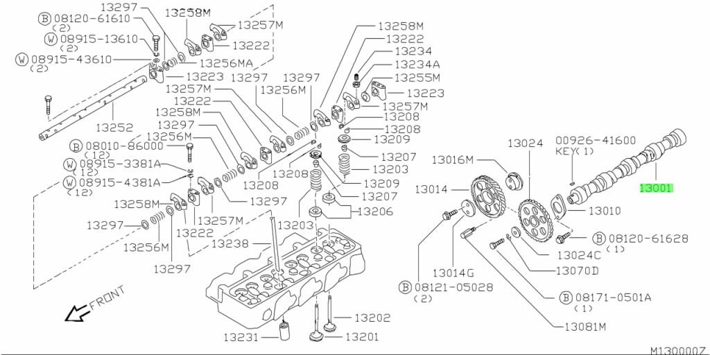 13001-7F400 ALBERO A CAMME Nissan Terrano2 NUOVO ORIGINALE