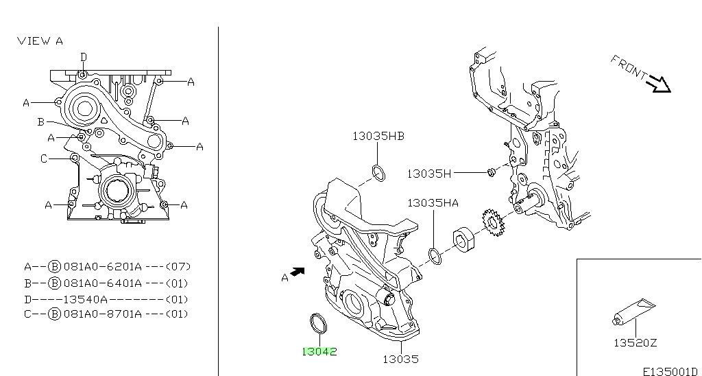13510-1F700 PARAOLIO, ANTERIORE ALBERO MOTORE Ricambio originale Nissan (135101F700)