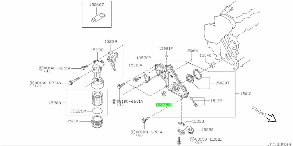 13510-AD200 PARAOLIO, ANTERIORE ALBERO MOTORE Ricambio originale Nissan (13510AD200)