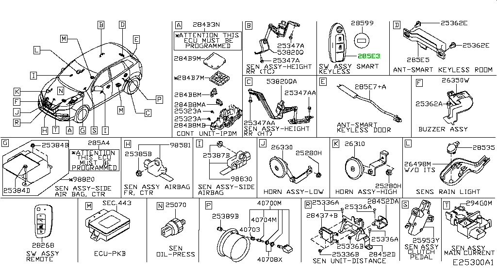 CHIAVE INTELLIGENTE SENZA CHIAVE Ricambio originale Nissan 285E3-4CB0C