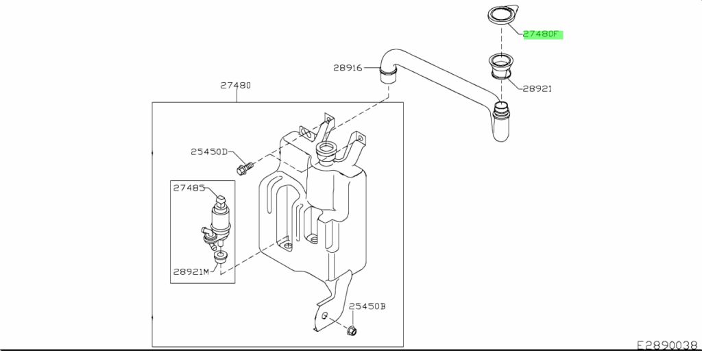 TAPPO, SERBATOIO LAVAVETRI Ricambio originale Nissan 28913-AX600 - immagine 3