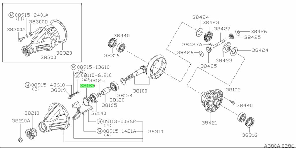 PARAOLIO, PIGNONE DI TRASMISSIONE Ricambio originale Nissan 38189-C7023