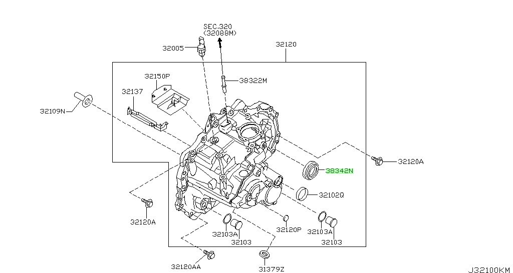 38342-AW602 PARAOLIO, SCATOLA DEL DIFFERENZIALE Ricambio originale Nissan (38342AW602)