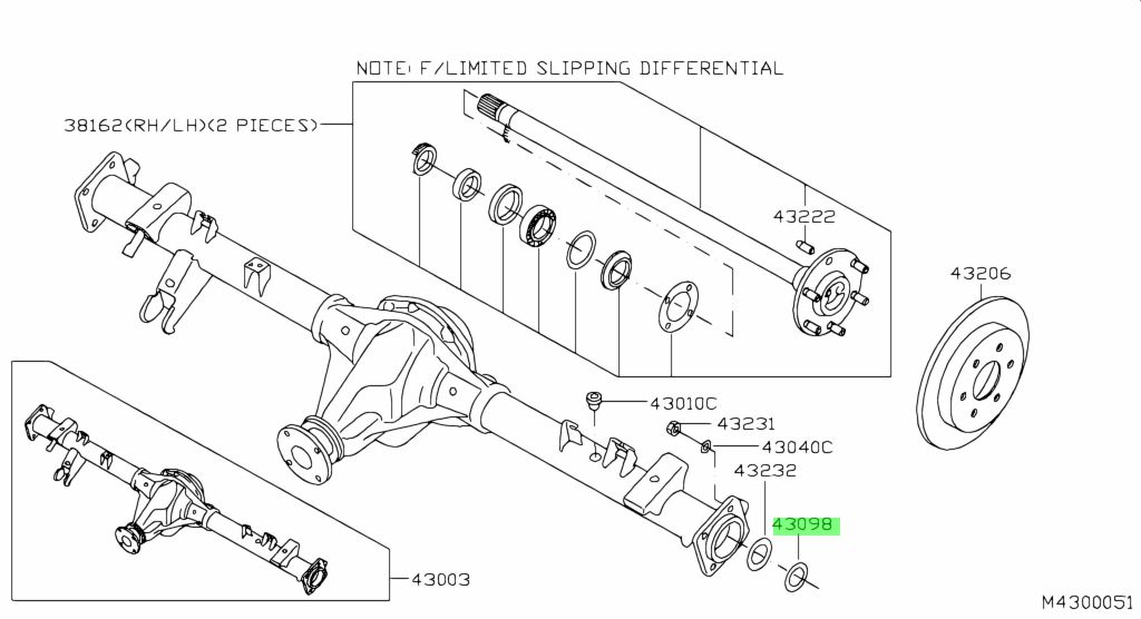 43098-EB30A ASSE GUIDA Ricambio originale Nissan (43098EB30A)