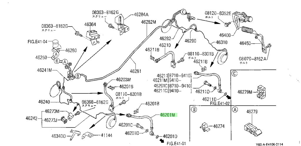 46210-01J11 TUBO FLESSIBILE FRENO ANTERIORE NISSAN PATROL GR Y60