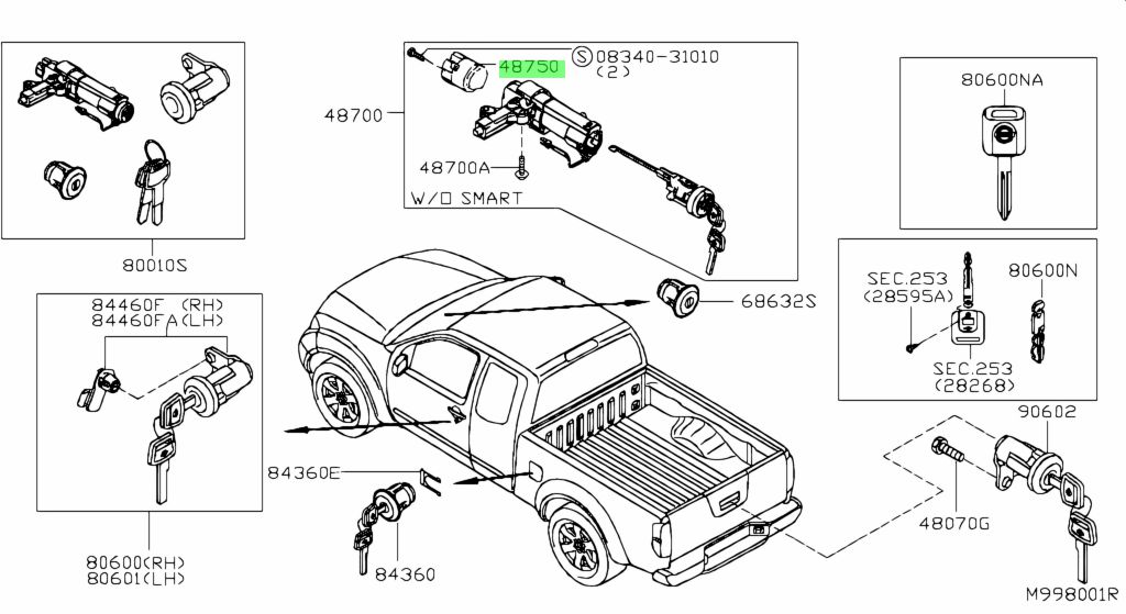 48750-2F010 INTERRUTTORE CHIAVE ACCENSIONE NISSAN NAVARA D40 +