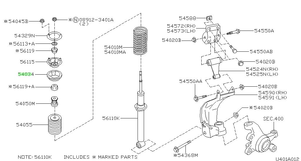 54034-9F500 GOMMA MOLLA ANTERIORE Nissan Primera