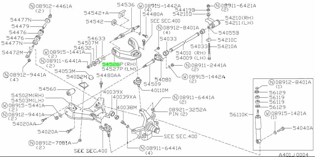 Braccio anteriore superiore destro 54526-7F000 TERRANO 2