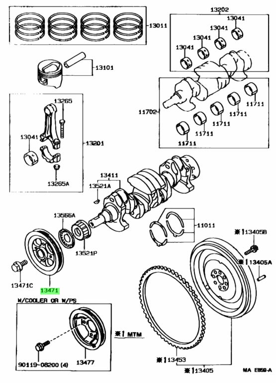 PULEGGIA, ALBERO MOTORE Originale Toyota 13470-11030