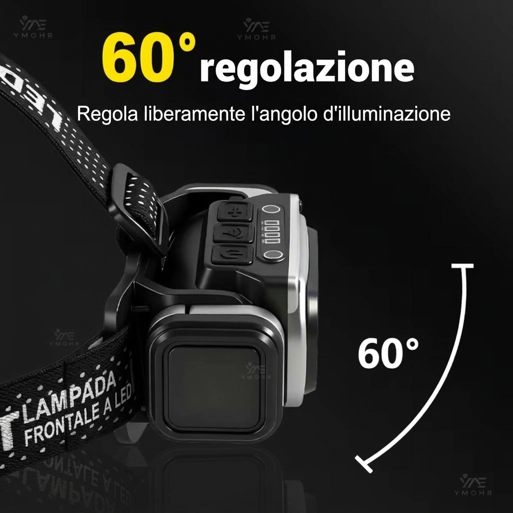 TORCIA FRONTALE DA TESTA LUCE LED MINI LAMPADA NOTTURNA LUCE CACCIA PESCA CICLISMO - immagine 12