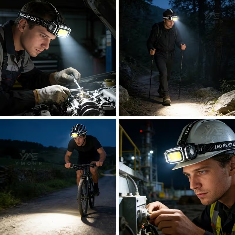 TORCIA FRONTALE DA TESTA LUCE LED MINI LAMPADA NOTTURNA LUCE CACCIA PESCA CICLISMO - immagine 4