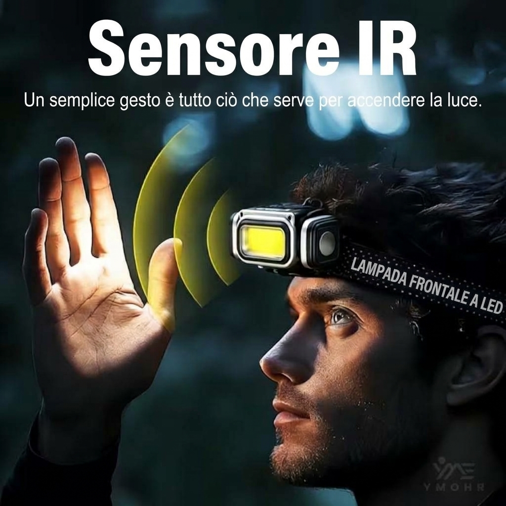 TORCIA FRONTALE DA TESTA LUCE LED MINI LAMPADA NOTTURNA LUCE CACCIA PESCA CICLISMO - immagine 6