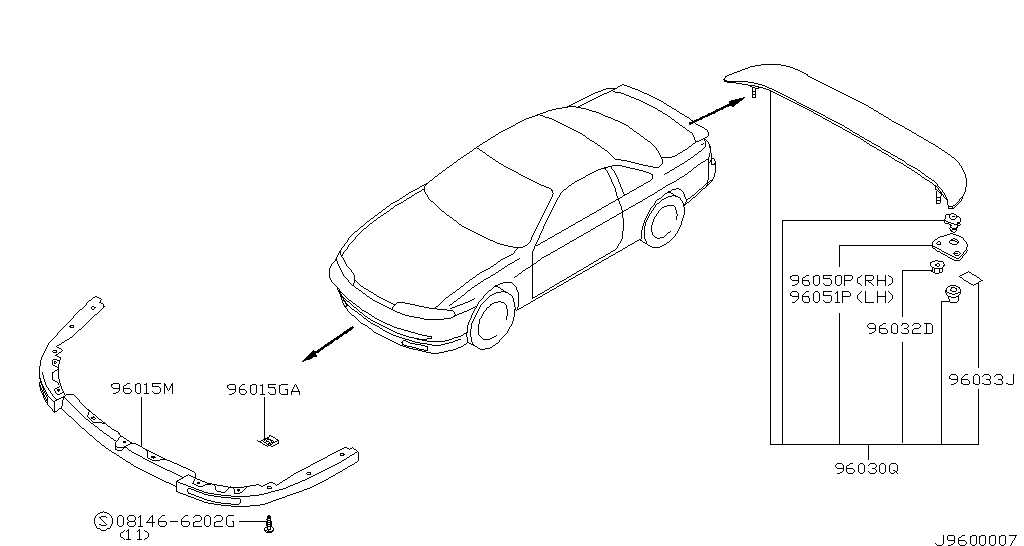 96010-65F00 Spoiler anteriore Nissan 200SX S14 94-99 nuovo