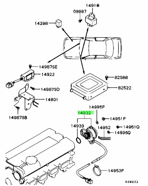 MD148855 SENSORE ANGOLO MOTORE Mitsubishi Colt