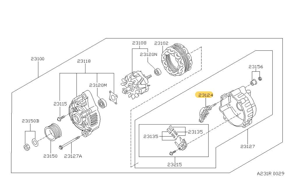 23124-0Y710 Raddrizzatore Assemblatore Nissan PATROL Y60 NUOVO ORIGINALE