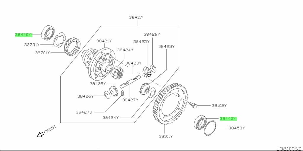 38440-5U401 CUSCINETTO LATO DIFFERENZIALE NISSAN ORIGINALE NUOVO