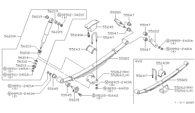 55045-01W10 Boccola posteriore/anteriore NISSAN PATROL NAVARA D21/22