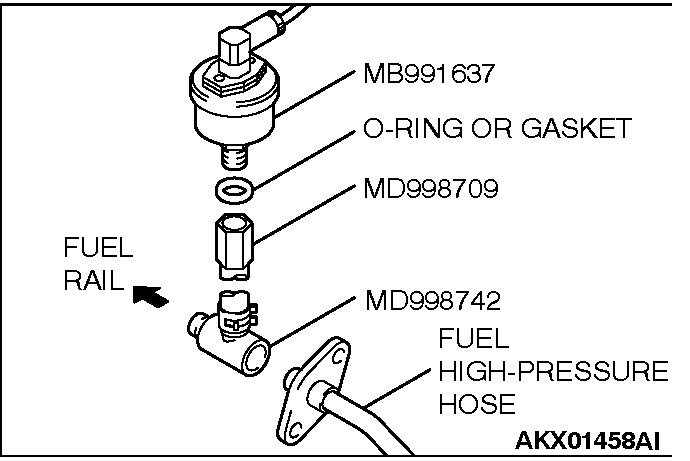 MD998742 Adattatore per tubo flessibile di pressione del carburante Mitsubishi