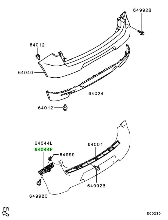6410A692 Supporto paraurti lato passeggero posteriore DESTRO Mitsubishi Colt Cz2
