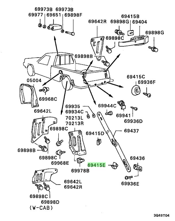 MB437900 GOMMINO POSTERIORE SPONDA MITSUBISHI L 200 KB4 ORIGINALE