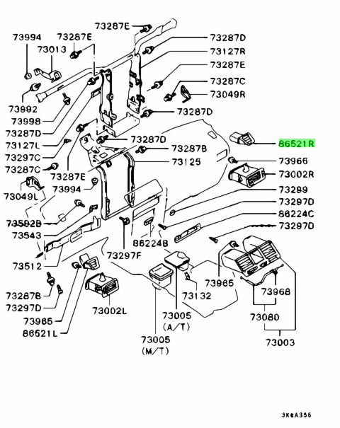 MB775456 Griglia di sfiato dell’aria del cruscotto Mitsubishi NUOVO ORIGINALE