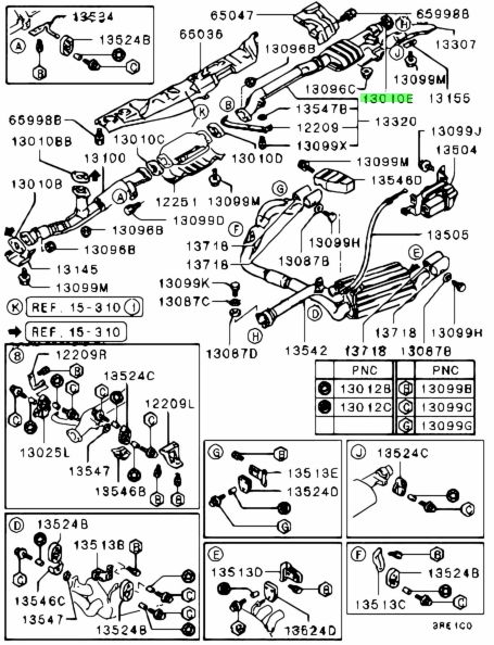 MB810821 GUARNIZIONE TUBO DI SCARICO Mitsubishi 3000GT GTO