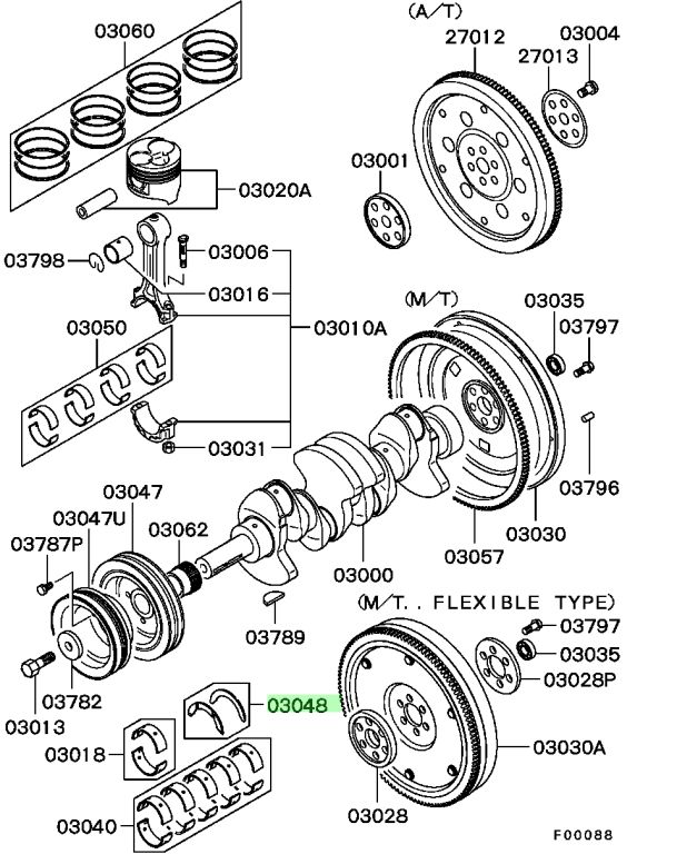 MD374820 SET DI CUSCINETTI DI SPINTA ALBERO MOTORE MITSUBISHI L200 PAJERO V20 SPORT