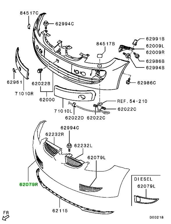 MN170434XA COPERCHIO PARAURTI ANTERIORE DESTRO Mitsubishi Colt Z