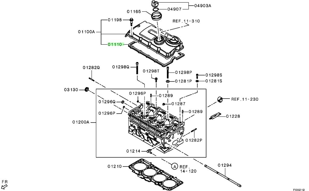 Guarnizione coperchio punterie per Mitsubishi OUTLANDER 2.0 D MN980041